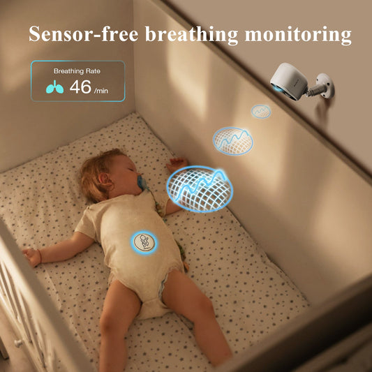 Sense-U Battery Camera Smart Baby Monitor Indoor and Outdoor with Night Vision PIR Motion Detection Alarm - White