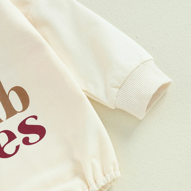 unisex 2Pcs Womb Makes Bubble Rompers Twins Clothes Rainbow Letter Print Long Sleeve Bodysuits