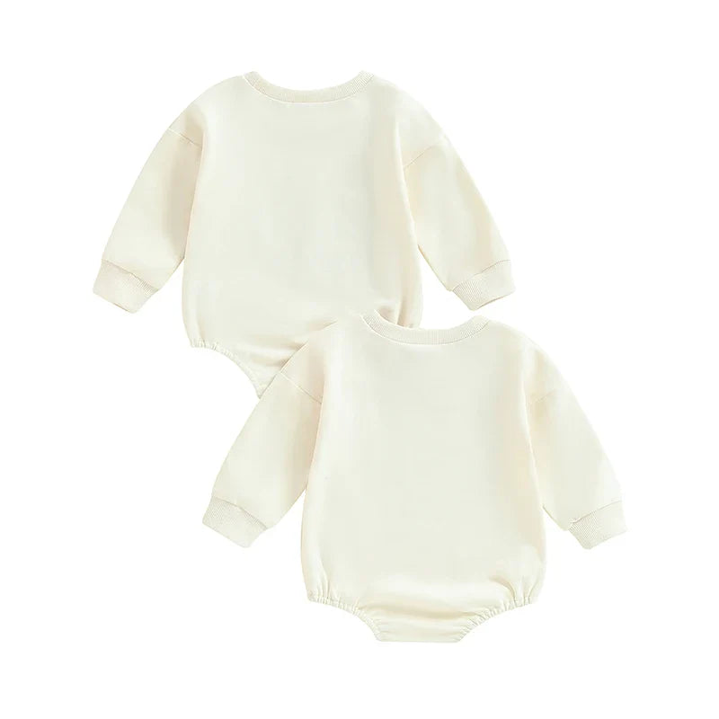 unisex 2Pcs Womb Makes Bubble Rompers Twins Clothes Rainbow Letter Print Long Sleeve Bodysuits