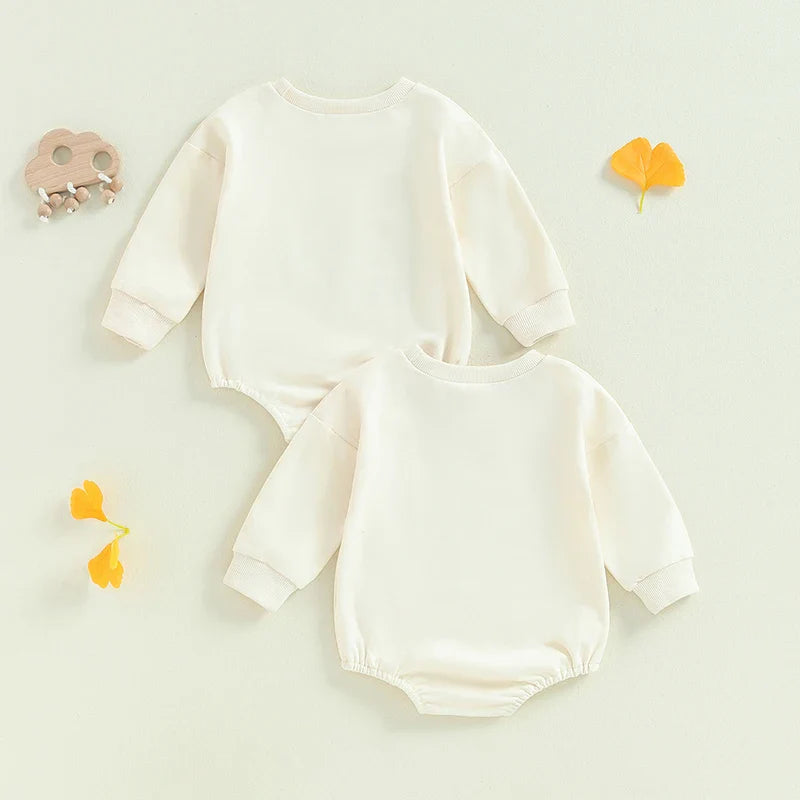 unisex 2Pcs Womb Makes Bubble Rompers Twins Clothes Rainbow Letter Print Long Sleeve Bodysuits